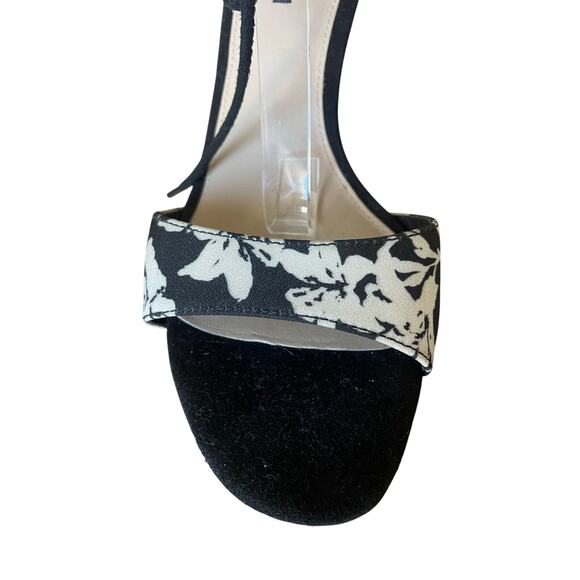 Via Spiga Black & White Floral Print Strappy High Heels Size 8.5 - Picture 3 of 8